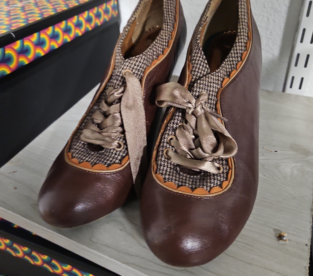 Poetic License Brown Flats with Vintage Detailing